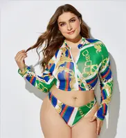 Europei e Americani modelli di esplosione conservatore stampato bikini delle signore split manica lunga nuovo costume da bagno