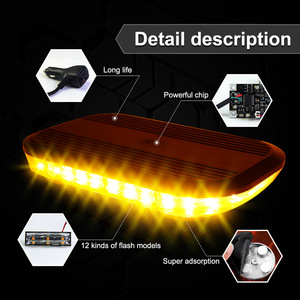 NUEVA luz intermitente explosiva corta 30LED 12V-24V LED Minibus Advertencia Nueva camioneta Pickup Techo magnético Luz estroboscópica para vehículo - Product Image 4