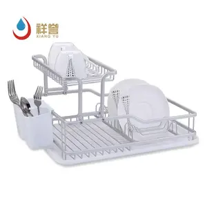 Xiangyu New Products Aluminum 2 Layer Utensil Holder Kitchen Tableware Drying Rack Can Drain Dish Rack