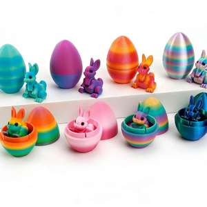 Ensemble d'œufs de <span class=keywords><strong>lapin</strong></span> imprimés en 3D, jouets de Pâques à succès transfrontalier, ornements créatifs, cadeau pour enfants, jouets de fête et de vacances avec rangement - Product Image 2