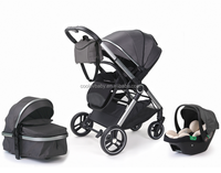 Vente en gros de poussettes pour bébé en lin personnalisées CB908, poussettes pliantes légères et portables, siège auto 3 en 1
