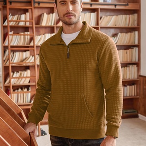 Sudadera con cuello alto, cierre de cremallera de un cuarto, manga larga, con estampado personalizado, bordado, estilo casual, con bolsillo - Product Image 2