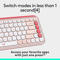 Teclado Mini Logitech POP Icon Keys, Plástico Rosa, Compacto, de Perfil Bajo, Teclas Personalizadas para PC, Mac, Laptop, Oficina, Hogar