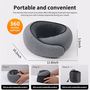 Gối cổ du lịch có thể điều chỉnh, in logo tùy chỉnh, hỗ trợ cổ, thiết kế công thái học, dùng cho ô tô và máy bay - Product Image 2