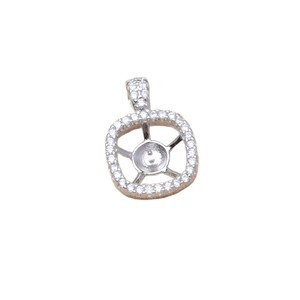 Wenchi S925 Plata Base Cuadrada Vacía para Colgante, Accesorio DIY para Joyería de Perlas A615, Componentes de Joyería, Compatible con Perlas de 7-8 mm, China - Product Image 3