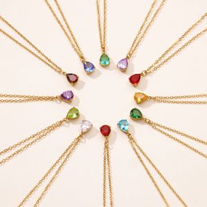 Hot Selling December <strong>Birthstone</strong> Jewelry Zircon Teardrop Necklace Exquisite Stainless Steel <strong>Jewellery</strong> TGXL11351 - Product Image 4