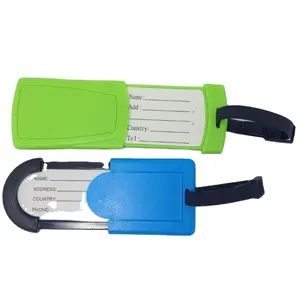 Logo printed promotional plastic blank luggage tag with strap