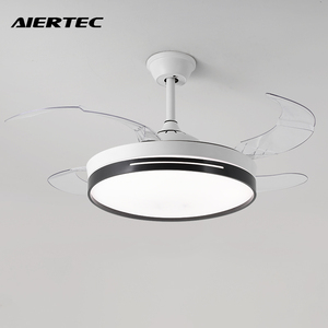 Ventilateur de plafond LED rétractable moderne de 42 pouces, pales invisibles, 3 températures de couleur, télécommande, fonction de minuterie à 6 vitesses pour salon et chambre à coucher - Product Image 1