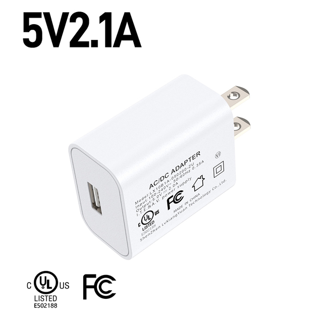 Shenzhen Lvxiangyuan 5V 2A 10W USB Wall Charger US Plug UL FCC DOE Level VI Fast Charging Adapter for CCTV IP Camera