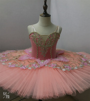 Nouveaux costumes de ballet professionnels Tutu de justaucorps de ballet en velours pêche. Nouveau TUTU-31