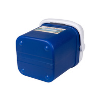 Glacière portable 15L bleue isotherme avec deux porte-gobelets, couvercle rotatif et poignée latérale pour la conservation des aliments et des boissons au frais