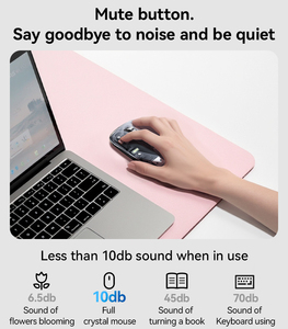 Yesido nút tắt tiếng chuột không dây trong suốt 2.4G + BT kết nối hai chế độ thiết kế công thái học tinh thể - Product Image 4