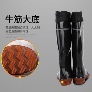 Bottes de pluie noires pour hommes avec doublure en coton et semelle antidérapante pour l'hiver - Product Image 1