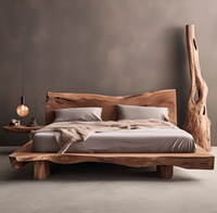 Lit plateforme de rangement en pin massif de style Mid-Century Modern, design multifonctionnel, écologique et durable pour chambre à coucher et mobilier de maison