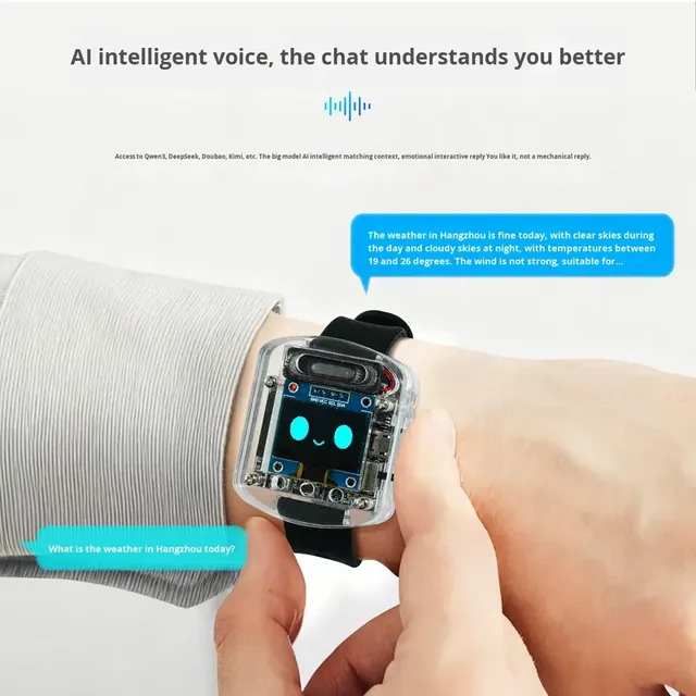 Hot Xiaozhi Interactive Smart Voice Dialogue Watch AI Toy DIY Kit Chat Companion Intelligence Robot Plastic Material for Kids