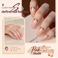 Lot de 32 faux ongles ronds moyens à presser, couleur or métallisé, style French Manucure, pour usage décoratif, vente en gros