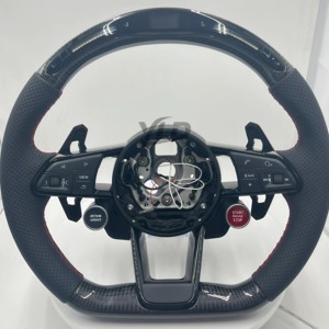 Volante Deportivo YLD de Cuero con Base Plana para <span class=keywords><strong>Audi</strong></span> A3 A4 A5 <span class=keywords><strong>S3</strong></span> S4 S5 RS3 RS4 RS5 B8.5 <span class=keywords><strong>8P</strong></span> 8V B9 C7 A6 A7 Q3 Q5 Q7 Q8 R8 TT TTS - Product Image 5