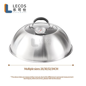Gadgets de cuisine très vendus, outils spécialisés, couvercle alimentaire transparent pour barbecue, couvercles de wok, dôme à <span class=keywords><strong>fromage</strong></span> en acier inoxydable avec thermomètre - Product Image 6