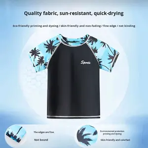 <span class=keywords><strong>Maillot</strong></span> <span class=keywords><strong>de</strong></span> <span class=keywords><strong>bain</strong></span> deux pièces pour garçons, pour enfants et adolescents, pour l'entraînement en <span class=keywords><strong>piscine</strong></span>, en polyester et élasthanne, motif palmier - Product Image 2