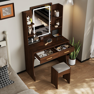 Table de maquillage multifonctionnelle à LED <span class=keywords><strong>pas</strong></span> chère avec tiroir et tabouret, ensemble coiffeuse avec miroir LED à vendre - Product Image 6