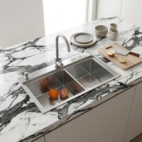 Robinet d'évier de cuisine encastré en acier inoxydable 304, design moderne carré, surface noire résistante aux rayures pour légumes