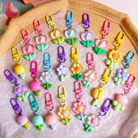 Set Gantungan Kunci Bunga Macaron Lucu KC288 - Gantungan Tas Resin Tulip/Bunga Kawaii untuk Wanita & Anak Perempuan