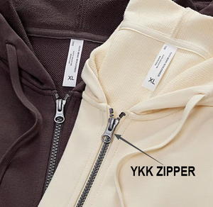 LLW330 CUSTOM Embroidered Logo 330g Cotton Terry YKK Zipper US Size Turtleneck Hooded <b>Cardigan</b> Autumn Loose Hoodie - Product Image 3