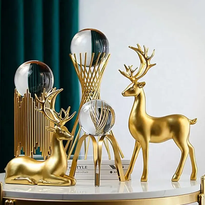 Interieur Modern Nordic Tisch Wohnzimmer Gold Flamingo Hirsch Zubehör Stücke Luxus Kristall kugel Dekoration Andere Wohnkultur