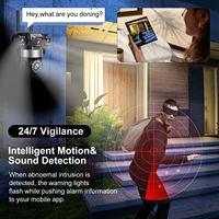 Caméra de sécurité domestique WIFI à vision nocturne, caméra PTZ à quatre objectifs, étanche IP66, caméra rotative extérieure, prise en charge de la carte TF J20S