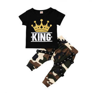 2021 Summer Short-sleeved <b>Black</b> Top Casual Camouflage Pants <b>Boys</b> <b>Suit</b> <b>Boys</b> Clothing 2021 - Product Image 1