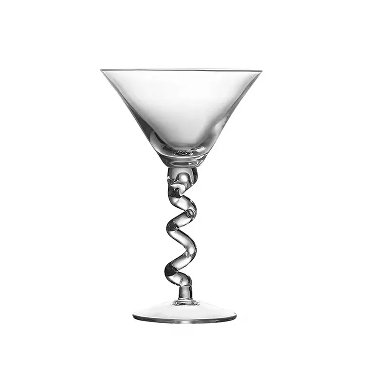 Creative Custom Personalized Fancy Wholesale Factory Lead-Free Crystal Hand Blown Threaded Martini Cocktail Glasses