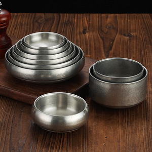 Stainless Steel Bowl Set Stackable Microwave Safe Commercial Use Kitchen Dishes - Product Image 1