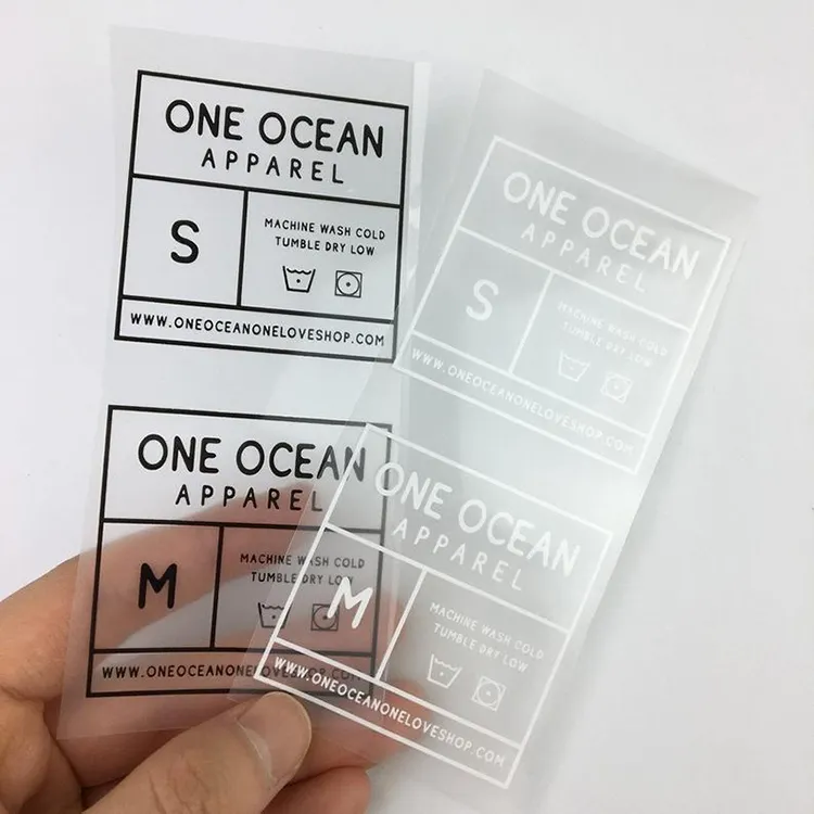 Printed Logo Transparent Clothing Iron On Tagless labels, Wholesale Heat Transfer Luxury Washable Care Label