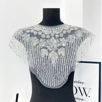 Applique brodée à la main avec sequins pour col avant, vente en gros |   Patch de col en dentelle DIY pour robe musulmane, chemisier, vêtement en fibre de polyester
