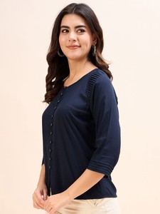 Top cuello redondo mujeres tops y túnicas producto a granel hecho a mano - Product Image 3