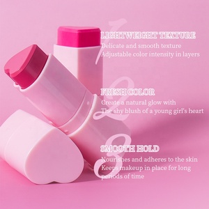 Blush Vegano all'Ingrosso ad Alta Pigmentazione con Logo Personalizzato, Stick di Blush in Crema a Forma di Cuore Rosa Chiaro - Product Image 5