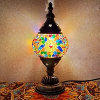 Lámpara de Mesa de Vidrio Teñido Hecha a Mano de Estilo Art Deco Turco, Base para Bombilla E14/E26, LED AC, para Iluminación Romántica Junto a la Cama