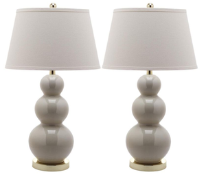 Double Gourd Blue Ceramic Table Lamp for Living Room with White Drum <b>Shade</b> Decor for Living Room Bedroom House Bedside - Product Image 5