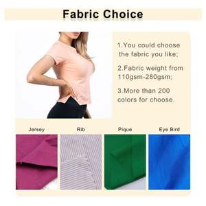 Crop Top Shirt Top Mujer Algodón Spandex Acanalado Algodón Punto Semi ajustado Cuello redondo Mujeres Slim Crop Top Media camisetas para niñas - Product Image 4