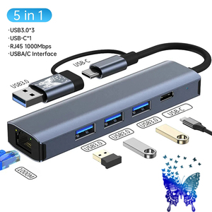 Eonline 3D <span class=keywords><strong>New</strong></span> Gigabit Port Docking Station 5-in-1 máy tính Hub USB3.0 Type-C giao diện 2-in-1 Docking Station - Product Image 2