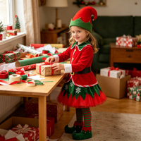 Costume de Noël personnalisable vert unisexe pour enfants, tenue de cosplay de Père Noël pour les enfants