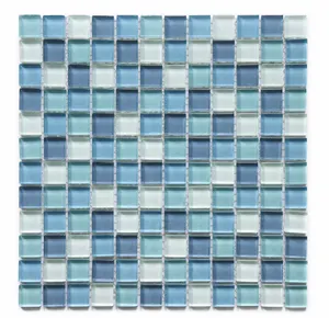300x300 tấm kích thước mosaic blue sóng thủy tinh gạch cho hồ bơi thủy tinh mosaic