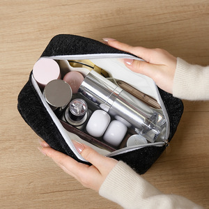 Beilian Makeup <b>Bag</b> Portable Multipurpose Cosmetic Case for Travel and Daily Use in Black Light Gray Cyan Khaki - Product Image 4
