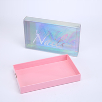 Boîte rigide personnalisée à deux pièces, Logo imprimé holographique, boîte cadeau en papier à tiroir pour emballage des ongles, pièces