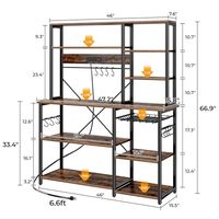 Étagère de cuisine imperméable avec prise électrique, support pour micro-ondes en bois rustique, étagère de rangement multi-niveaux