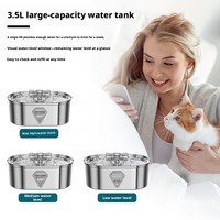 Fontaine à eau intelligente pour animaux de compagnie la mieux notée, 3,5 L, en acier inoxydable 304, avec fenêtre en diamant et pompe LED pour chats à domicile