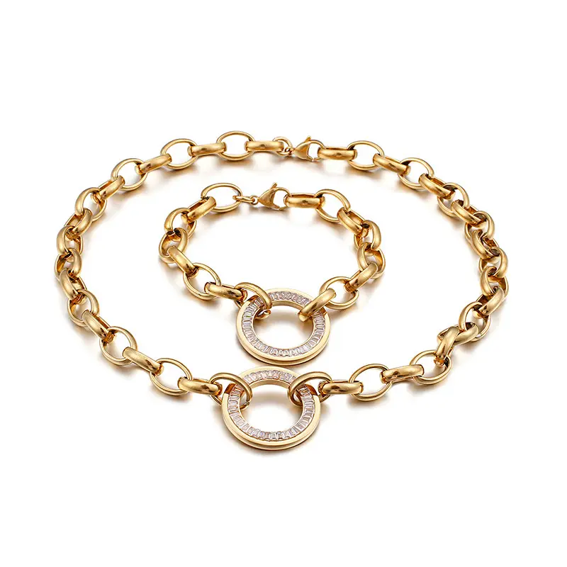 Schmuckset 18 Karat vergoldete Halskette Armband Schmuckset für Frauen