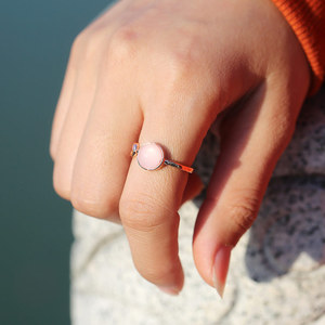 Anillo <span class=keywords><strong>de</strong></span> Piedra Lunar Rosa <span class=keywords><strong>de</strong></span> Moda para Mujer, Estilo Índice, Popular en <span class=keywords><strong>Subastas</strong></span> Callejeras, Pinduoduo - Product Image 5