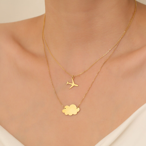 Tối Giản Nhỏ Gọn Máy Bay Mặt Dây Chuyền Vòng Cổ Thép Không Gỉ Không Thấm Nước 18K Vàng-Mạ Cao Đánh Bóng Máy Bay Vòng Cổ - Product Image 1