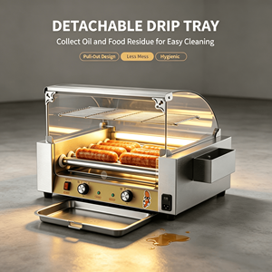 Machine à griller les saucisses électrique commerciale 220V, gril à hot-dogs avec température réglable pour café - Product Image 2
